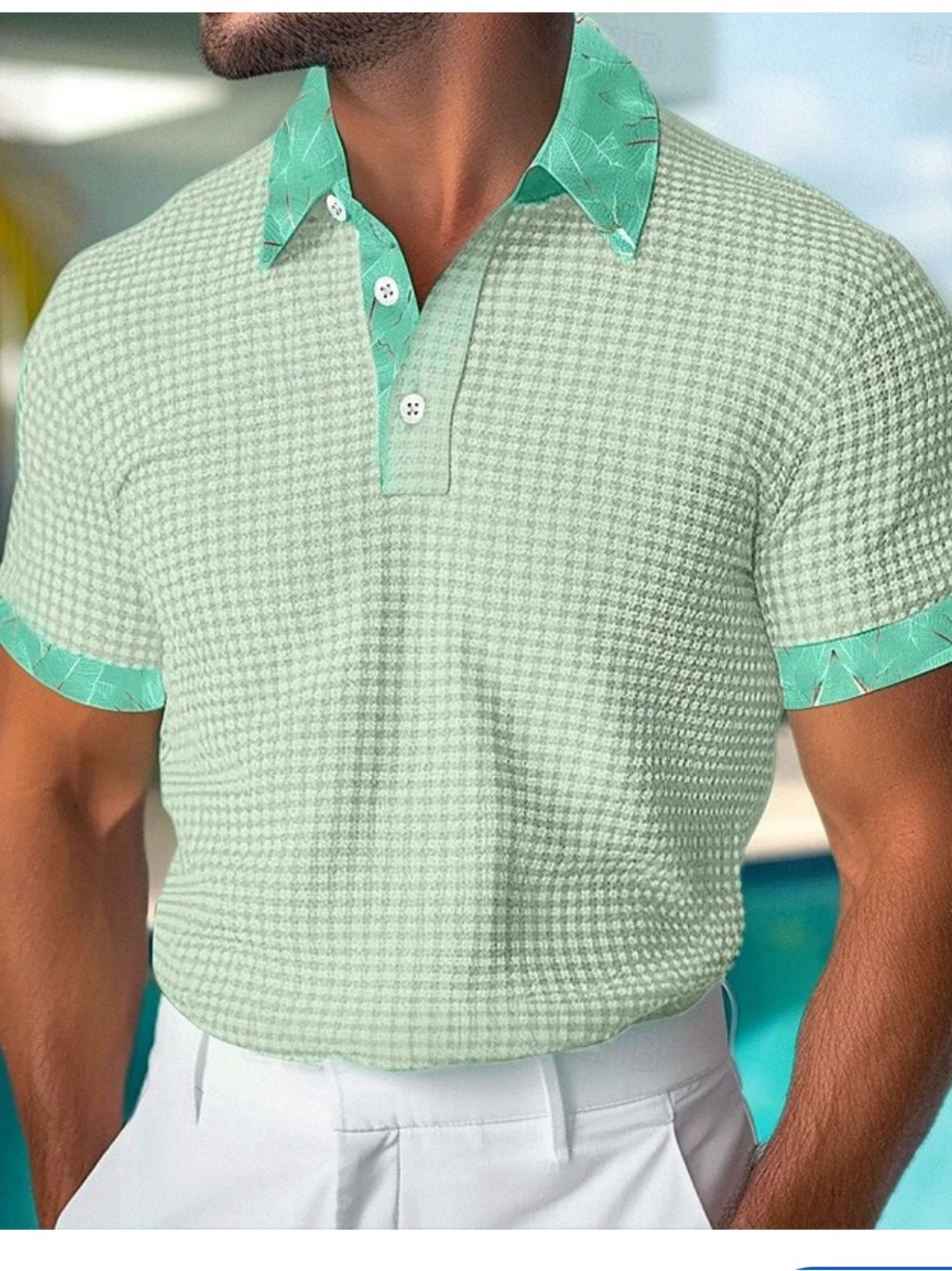 Ouku men’s waffle knit golf polo